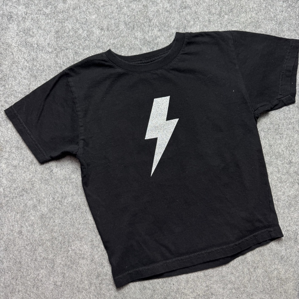 AC/DC Shirt Youth Medium Black Lightning Bolt Logo Graphic Tee Rock Band Music